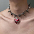 Women's Punk Heart Pendant Silver