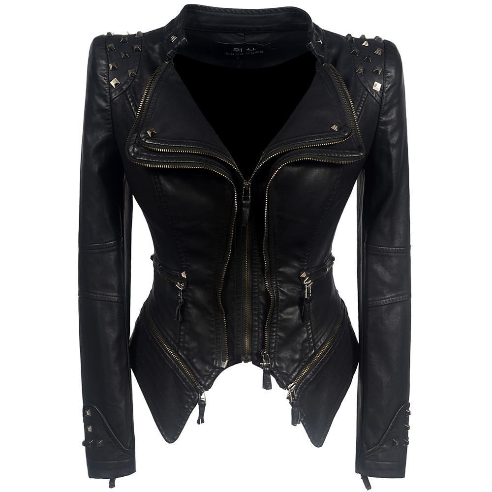 Women's Studded Leather Jacket