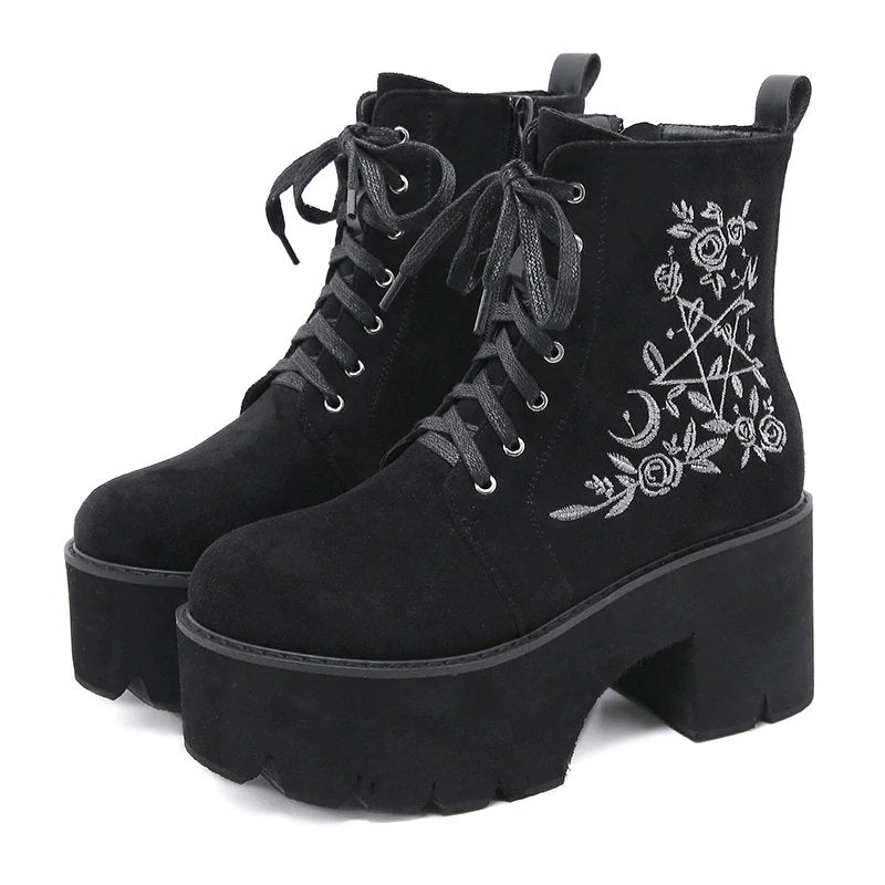 Gothic Floral Boots