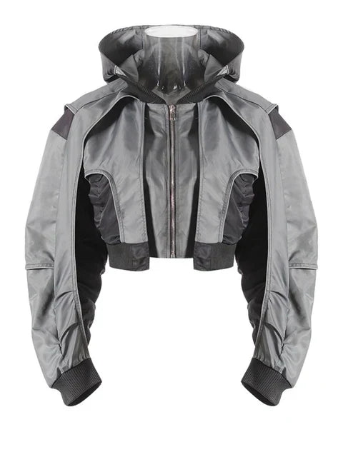 Women's Hooded Bomber Gray